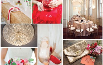 Red, Pink and Gold Sparkle Wedding Inspiration Board